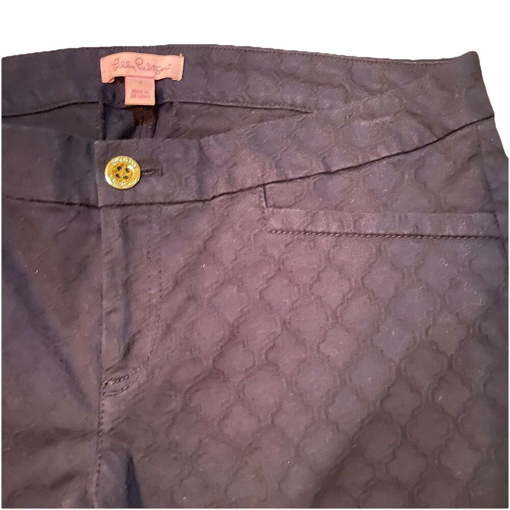 Lilly Pulitzer Kelly Skinny Ankle Pants Midnight Navy 8 Textured Preppy Office